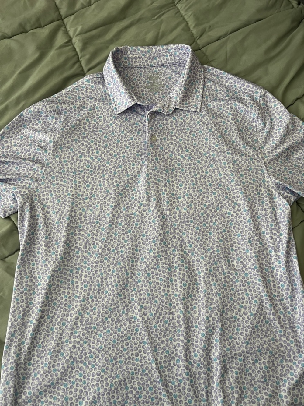 Men's Light Blue Patterned Polo Shirt